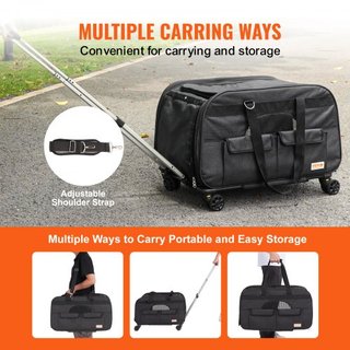 Transportín para Gatos con Ruedas, Transportín para Mascotas Rodante con Mango Telescópico y Correa de Hombro, Transportín para Perros con Ruedas para Mascotas de hasta 15.9 kg, con 1 Cuenco Plega...