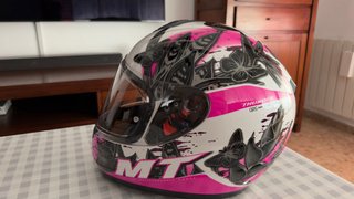 Casco Moto MT Thunder Niña Mariposa y guantes