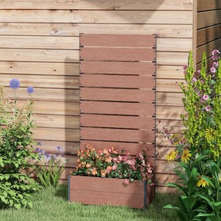 Jardinera Exterior Con Rejilla de Listones, Huerto Elevado Con Rejilla para Plantas Trepadoras, 72X38X150Cm, Marrón Claro