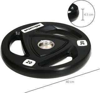 Juego De 2 Discos De Pesas De 2X5/10/15/20Kg En Acero Con Recubrimiento De Goma, Agujero Ø5Cm Para Barra Y Asas Para Uso Manual