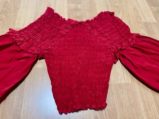 Blusa Zara Fruncida Cruzada Manga Larga Roja