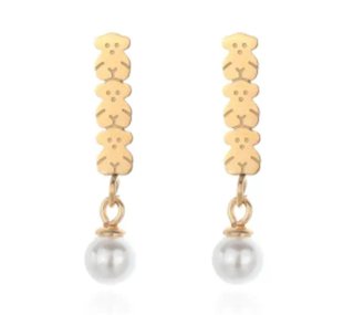 Pendientes Tous Oso Perla Dorados
