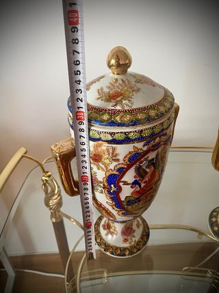 Jarrón Cerámica Estilo Oriental Dorado