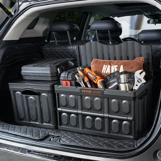 Cajas de Almacenamiento Plegables con Tapa, 45L 3 Paquetes, Cajas de Plástico Apilables y Plegables con Asas, Grandes Contenedores Resistentes para Ropa, Juguetes, Libros, Snacks, Zapatos y Organi...