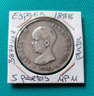 AXARCOIN - 5 PESETAS DE PLATA 1888 - 3877VXZ