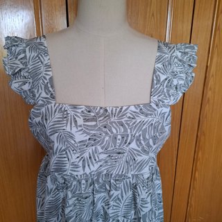 Vestido Morango estampado hojas verde/blanco