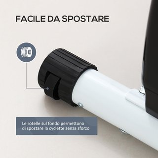 Cyclette magnetica pieghevole per casa con resistenza a 8 livelli, display LCD e monitoraggio della frequenza cardiaca, ruote, sedile regolabile e supporto integrato, in acciaio