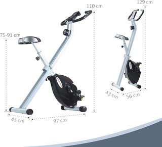 Cyclette magnetica pieghevole per casa con resistenza a 8 livelli, display LCD e monitoraggio della frequenza cardiaca, ruote, sedile regolabile e supporto integrato, in acciaio