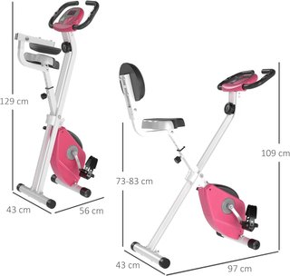 Bicicletta Statica Pieghevole in Acciaio per Fitness, Bicicletta Magnetica Pieghevole per Casa con Altezza Regolabile, Resistenza Magnetica a 8 Livelli, Display LCD, 43X97X109Cm