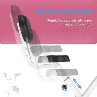 Bicicletta Statica Pieghevole in Acciaio per Fitness, Bicicletta Magnetica Pieghevole per Casa con Altezza Regolabile, Resistenza Magnetica a 8 Livelli, Display LCD, 43X97X109Cm