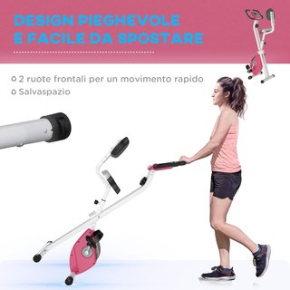 Bicicletta Statica Pieghevole in Acciaio per Fitness, Bicicletta Magnetica Pieghevole per Casa con Altezza Regolabile, Resistenza Magnetica a 8 Livelli, Display LCD, 43X97X109Cm