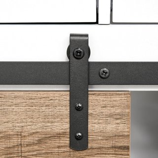 Credenza con 2 cassetti, ripiani aperti e portabottiglie, credenza da cucina in legno e metallo rustico, 80x39x86 cm, bianco e colore legno