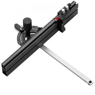 Medidor de Inglete de Precisión, Ranura Estándar 19 x 9.5 mm, Medidor de Inglete de Aleación de Aluminio para Sierra de Mesa con Rejilla de 45.7 cm 15 Paradas de Ángulo Ajustables con Émbolo Carga...