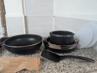 Juego 3 Sartenes 2 Cazos + Wok Tefal