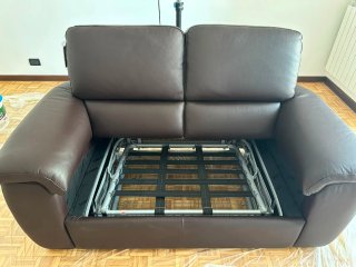 Divano letto in pelle marrone L170xP95xH100