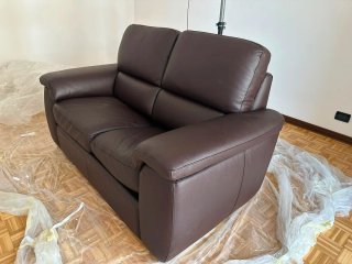 Divano letto in pelle marrone L170xP95xH100