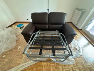 Divano letto in pelle marrone L170xP95xH100