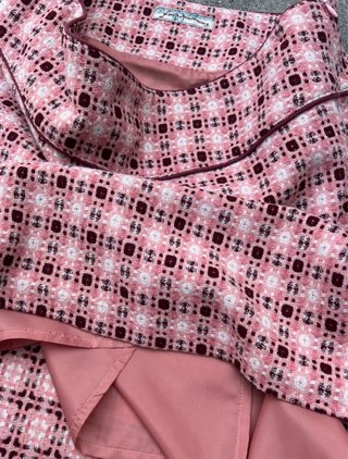 Falda tweed rosa y granate