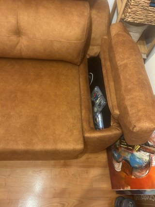 Sofá Cama Chaise Longue Marrón Dorado