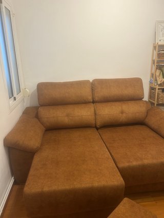 Sofá Cama Chaise Longue Marrón Dorado