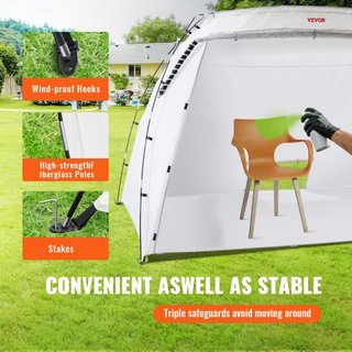Rifugio per Pittura a Spruzzo, Tenda Pieghevole 3,0m x 2,1m x 1,8m con Pavimento e Schermo a Maglia, Cabina Pieghevole per Pittura di Attrezzi Fai-da-Te