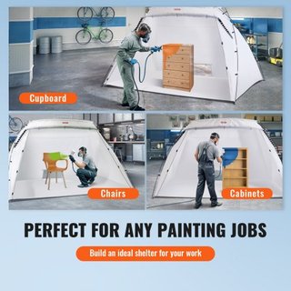 Rifugio per Pittura a Spruzzo, Tenda Pieghevole 3,0m x 2,1m x 1,8m con Pavimento e Schermo a Maglia, Cabina Pieghevole per Pittura di Attrezzi Fai-da-Te