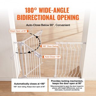 Porta per Bambini, Extra Larga 74.9-122.9 cm, 76.2 cm di Altezza, Porta per Cani per Scale, Porte e Casa, Porta per Bambini con Passaggio Facile e Chiusura Automatica, Porta di Sicurezza per Bambini e Animali Domestici