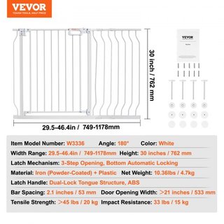 Porta per Bambini, Extra Larga 74.9-122.9 cm, 76.2 cm di Altezza, Porta per Cani per Scale, Porte e Casa, Porta per Bambini con Passaggio Facile e Chiusura Automatica, Porta di Sicurezza per Bambini e Animali Domestici