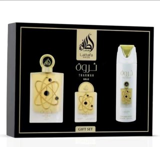 Lattafa Tharwah Gold Set Perfume y Body Spray