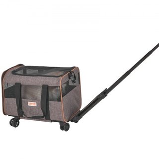 Transportín para Gatos con Ruedas, Transportín para Mascotas Aprobado por Aerolíneas con Mango Telescópico y Correa de Hombro, Transportín para Perros con Ruedas para Mascotas de hasta 22 lbs, con...