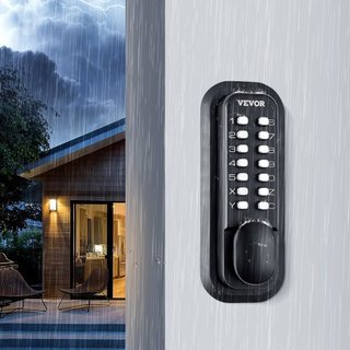 Cerradura de Puerta de Entrada Mecánica Sin Llave, Teclado de 14 Dígitos, Juego de Cerraduras para Puerta de Entrada Exterior con Pestillo Montado en Superficie, Aleación de Zinc Impermeable, Tecl...