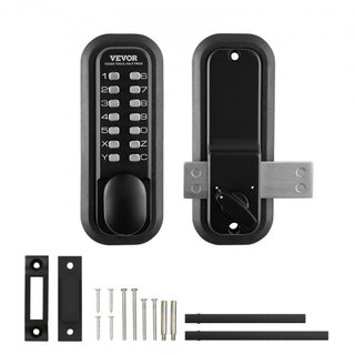 Cerradura de Puerta de Entrada Mecánica Sin Llave, Teclado de 14 Dígitos, Juego de Cerraduras para Puerta de Entrada Exterior con Pestillo Montado en Superficie, Aleación de Zinc Impermeable, Tecl...