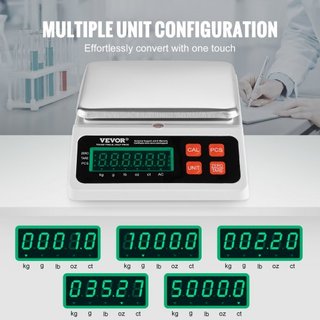 Báscula de Conteo Industrial, 10 kg x 0.1 g, Báscula Digital para Piezas y Monedas, Unidades g/kg/lb/oz/ct, Báscula Electrónica de Gramos para Inventario, Báscula de Conteo de Cocina y Joyería con...