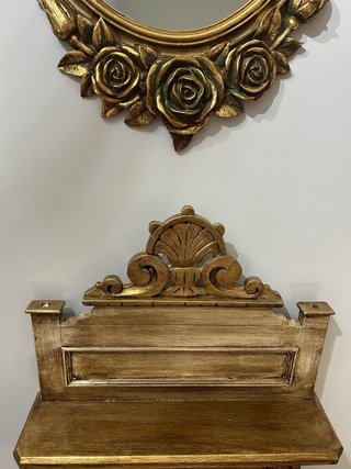 Recibidor consola madera y dorado