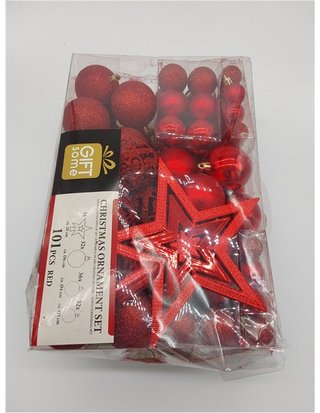 Bolas de Navidad Rojas - 101 Bolas Navidad - Adornos Arbol Navidad Plastico - para Uso en Exteriores e Interiores - Adornos Navi