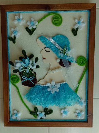 Quadro tridimensionale donna con cappello