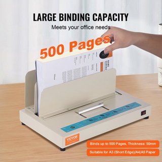 Macchina di Rilegatura Termica, Macchina per Rilegare Libri con Capacità per 500 Fogli, Rilegatore Termico da 50 mm di Spessore per Documenti A3 (Larghezza Corta)/A4/A5, con Rilevamento...