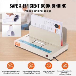 Macchina di Rilegatura Termica, Macchina per Rilegare Libri con Capacità per 500 Fogli, Rilegatore Termico da 50 mm di Spessore per Documenti A3 (Larghezza Corta)/A4/A5, con Rilevamento...