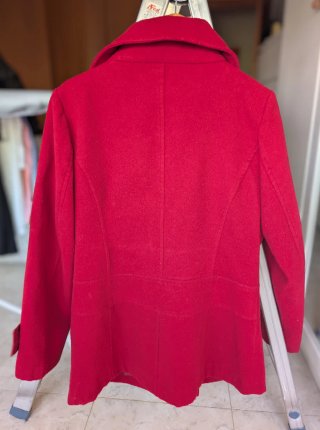 Abrigo de paño rojo, talla XL
