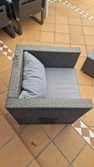 Conjunto Sofá Exterior Ratán Gris y Negro