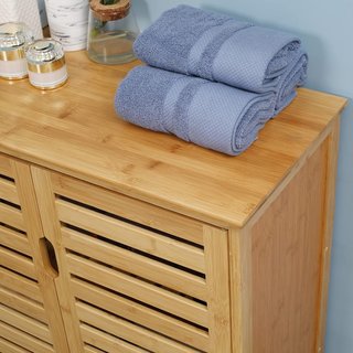 Mobile da Bagno Moderno a 2 Ante, Armadio da Bagno con 2 Ripiani Ventilati in Bambù, 68X32X86 Cm, Colore Legno