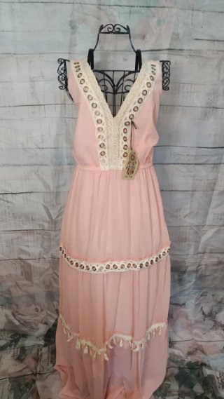 Vestido Boho Chic Rosa Talla Única