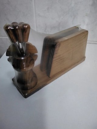 Servilletero Madera con Tenedores Aperitivo.
