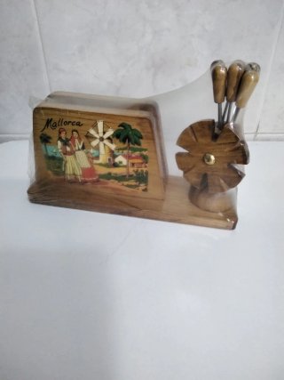 Servilletero Madera con Tenedores Aperitivo.