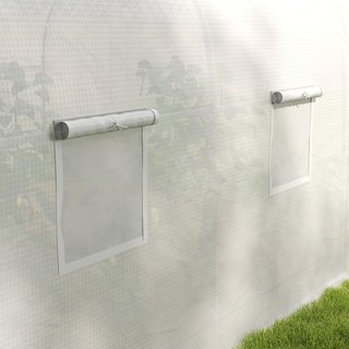 Invernadero de Jardín, Invernadero de Túnel para Jardín con Puerta enrollable y 6 Ventanas, para Huerto de Polietileno y Acero, 3.5X3X2 M, Blanco