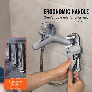 Juego de Llaves de Tubo de 3 Piezas, 10" 14" 18" Llave de Tubo Recta de Aluminio, Llave de Plomería Ajustable, con Mandíbula de Alta Resistencia y Mango Ergonómico, Diseño Colgable, para Tuberías ...