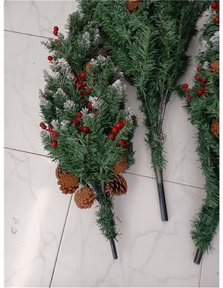 himaly Árbol de Navidad Pino Artificial 180cm - 720 Puntas - PVC Nieve Blanca Natural - Conos de Pino Real - Frutos Rojos - Soporte d