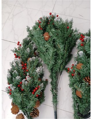 himaly Árbol de Navidad Pino Artificial 180cm - 720 Puntas - PVC Nieve Blanca Natural - Conos de Pino Real - Frutos Rojos - Soporte d