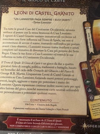Il Trono di Spade LCG: Leoni di Castel Granito Esp