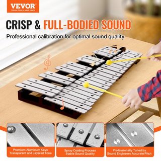 Kit de Campanas Glockenspiel de 32 Notas, Instrumento de Percusión con Maquetas, Palos de Tambor y Bolsa de Transporte, Conjunto Profesional de Instrumentos de Percusión Glockenspiel para Adultos ...